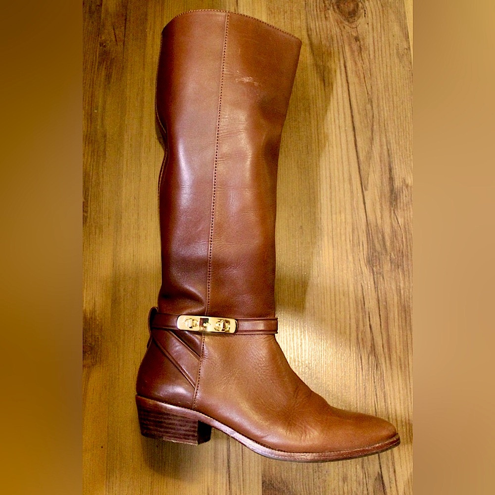 COACH | SZ 7 B | CAROLINE BOOTS | BROWN | DARK SADDLE BROWN | EXTENDED CALF